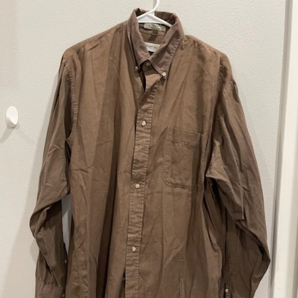 Van Heusen Tan Textured Long Sleeve Button Down Shirt Men's 16.5 - 36/37 - Picture 1 of 5
